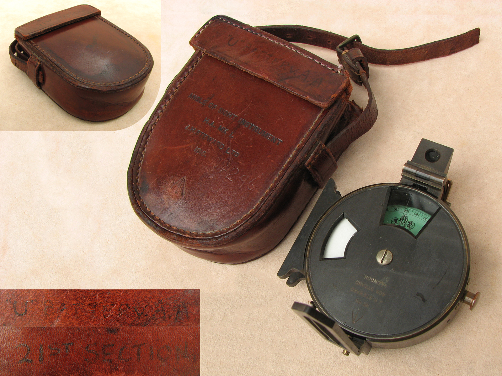 WW1 Angle of Sight Instrument issued to 21st section Anti Aircraft Battery 